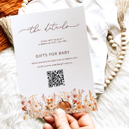 Pumpa Höst Blommig Bebis Shower Detaljeringskort Inbjudningar