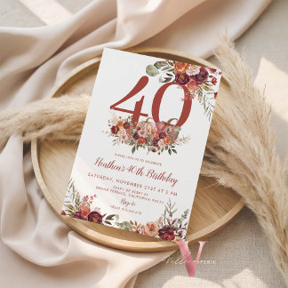 Pumpa Höst Burgunder Rosa Alla Åldrar Födelsedag Inbjudningar