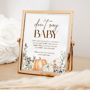 Pumpa Höst Fall Baby Shower Säga Inte Bebis Poster