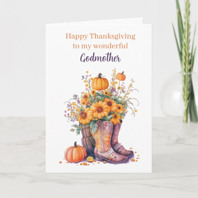Pumpa Höst Glad Thanksgiving Gudmor Kort (Framsida)
