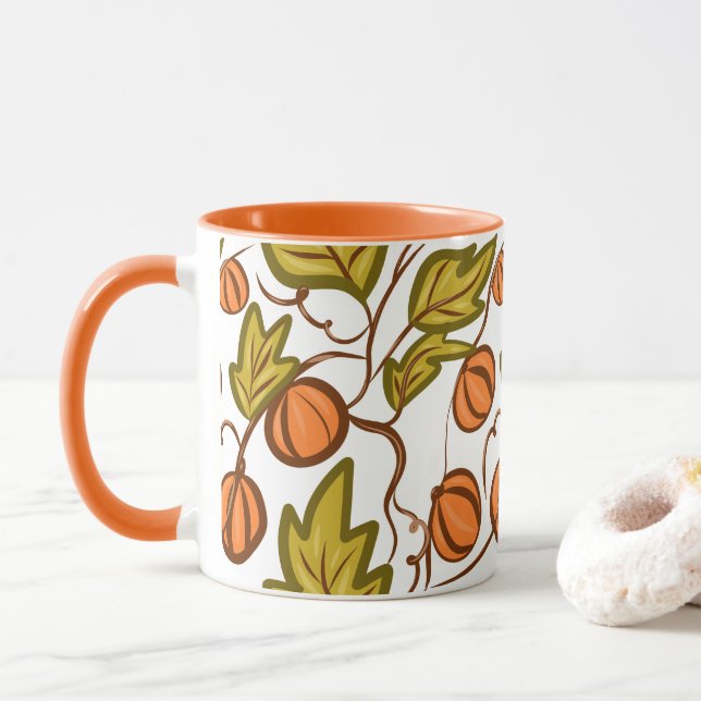   Pumpa Höst Handritad Mugg (Med munk)
