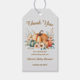 Pumpa Höst Hösten Boho Blommig Tacksamhet Presentetikett
