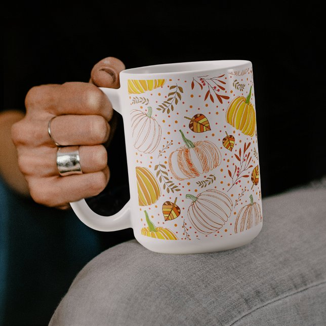Pumpa Höst Skörd Mönster Kaffemugg (Skapare uppladdad)