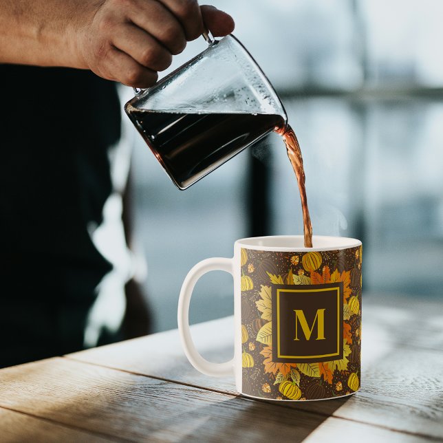 Pumpa Höst Skörd Mönster Kaffemugg (Skapare uppladdad)