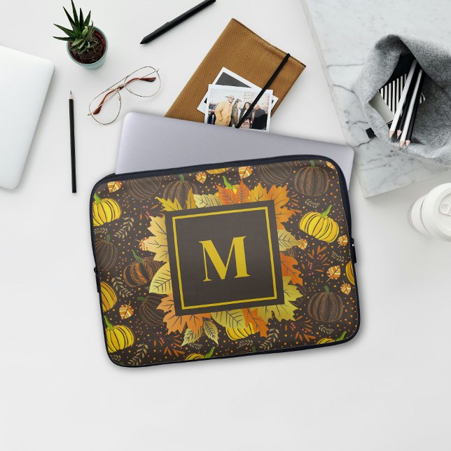 Pumpa Höst Skörd Mönster Laptop Fodral (Skapare uppladdad)