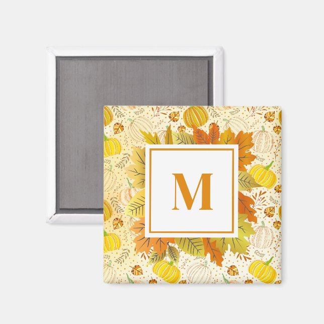 Pumpa Höst Skörd Mönster Magnet (Front/Back)