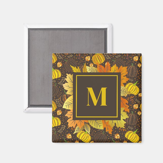 Pumpa Höst Skörd Mönster Magnet (Front/Back)