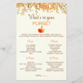 Pumpa Höst Vad Har Du I Din Handväska Baby Shower  Flygblad
