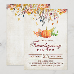 Pumpa Höst Vännernas Thanksgiving Middagsinbjudan Inbjudningar