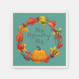 Pumpa hösthöstens andedekoration löv brun orange pappersservett