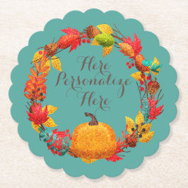 Pumpa hösthöstens andedekoration löv brun orange underlägg papper