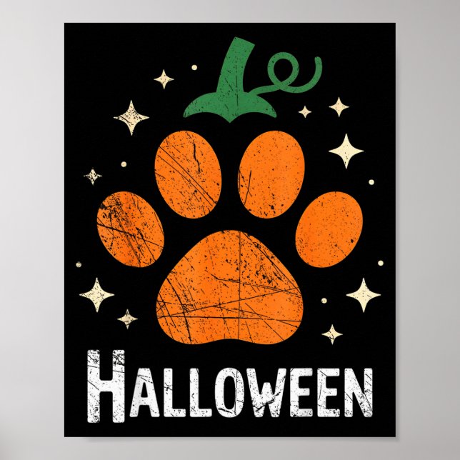 Pumpa Hund Katt Tassavtryck Halloween Husdjursälsk Poster (Framsidan)