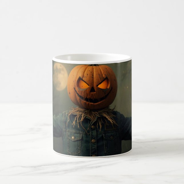 Pumpa Huvud Mugg | Fågelskrämma Halloween Kaffe Ko (Center)