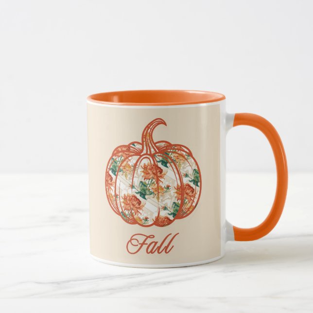 Pumpa i ett Krysantemummönster Mugg (Höger)