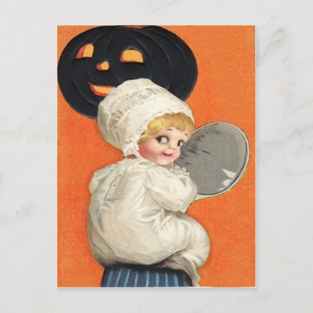 Pumpa Jack O Lantern Flicka Vykort (Framsida)