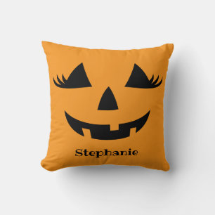 Pumpa Jack O Lantern- fransar med förnamn Kudde
