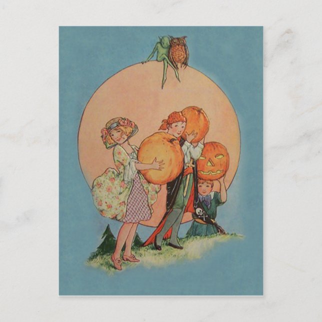 Pumpa Jack O Lantern Goblin Ugglan Pirat Vykort (Framsida)