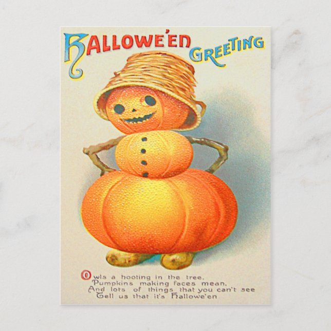 Pumpa Jack O' Lantern Snöman Vykort (Framsida)