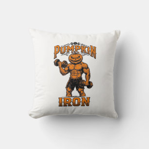 Pumpa Järn Vintage Bodybuilder Halloween Design_ Kudde