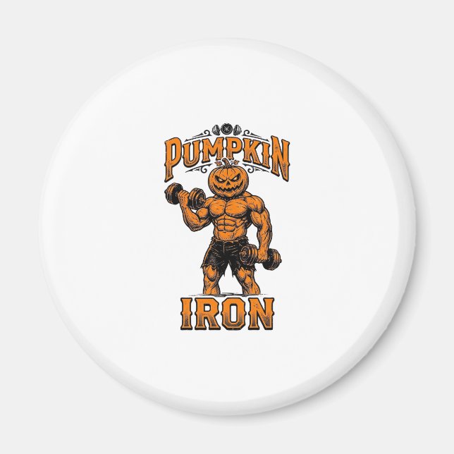 Pumpa Järn Vintage Bodybuilder Halloween Design_ Magnet (Framsidan)