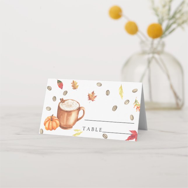 Pumpa kaffe Bröllopsdusch - bröllopsplatskort Placeringskort (Framsida)