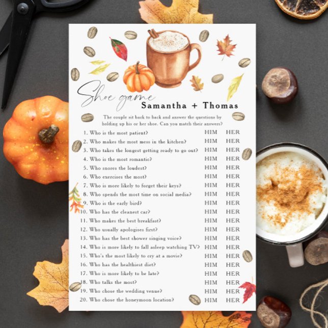 Pumpa kaffe Bröllopsdusch Skor spel (Skapare uppladdad)