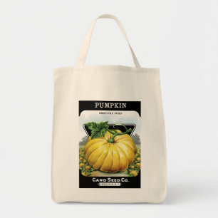 Pumpa kärnar ur paketetiketten tygkasse