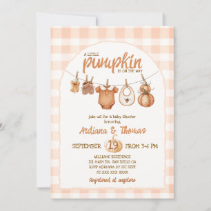 Pumpa Klädstreck Rustik Baby Shower Inbjudningar