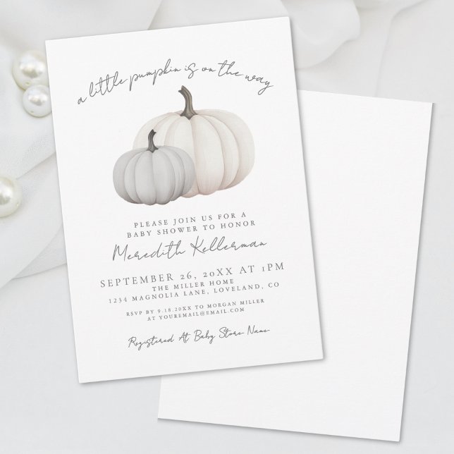 Pumpa Könsneutral Höst Bebis Shower Inbjudningar (Pumpkin Gender Neutral Fall Baby Shower Invitation)