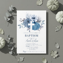 Pumpa Kors Fall Pojke Dop Dusty Blue Inbjudningar