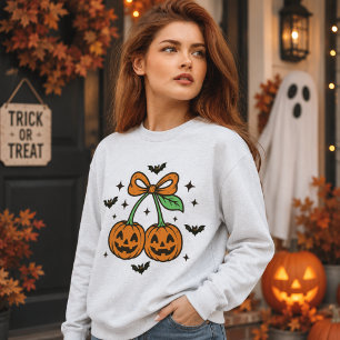 Pumpa Körsbär Slöja Halloween Fladdermöss Grafisk T Shirt