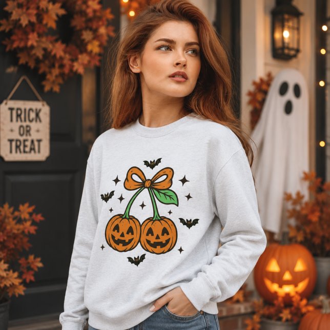 Pumpa Körsbär Slöja Halloween Fladdermöss Grafisk T Shirt (Skapare uppladdad)