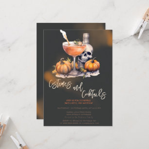 Pumpa kostymer & Cocktail Svart Halloween Inbjudningar
