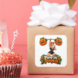 Pumpa Kraft, Polerade Naglar – Halloween Fitness  Fyrkantigt Klistermärke