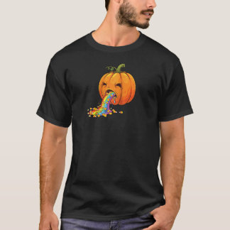 Pumpa Kräkande Candy Corn Regnbåge Spöklik Klännin T Shirt