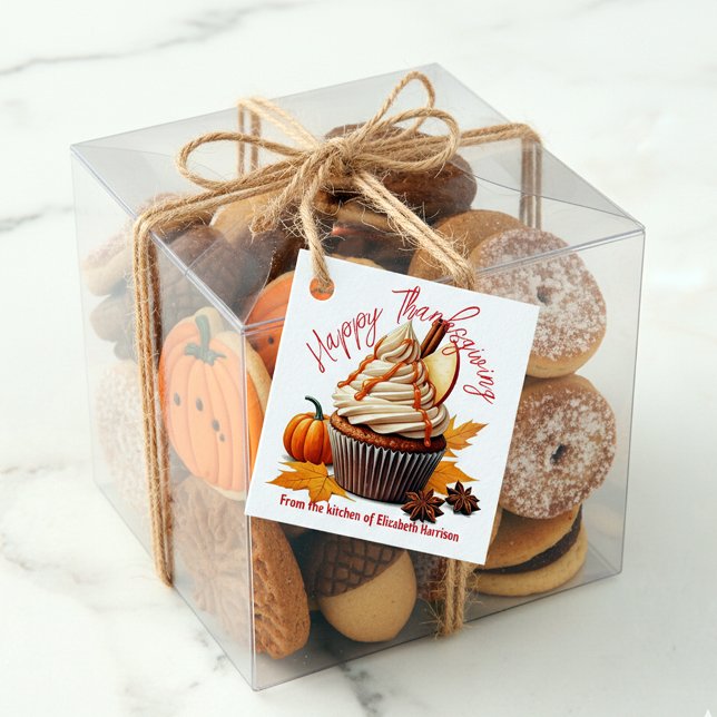 Pumpa Krydd Cupcake Thanksgiving Bakverk Gåvor Etiketter (Skapare uppladdad)