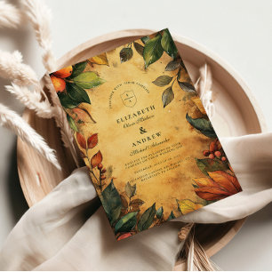 Pumpa Krydd Floral Bröllop Inbjudningar