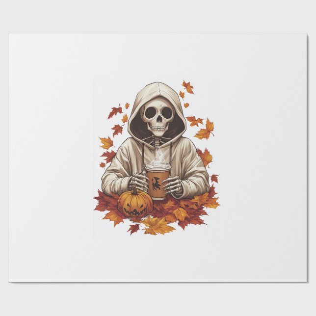 Pumpa Krydd Skelett Presentpapper (Platt)