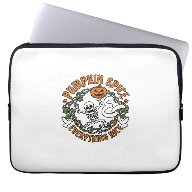 Pumpa Krydda Allt Gott Halloween Skelett V Laptop Fodral (Framsidan)