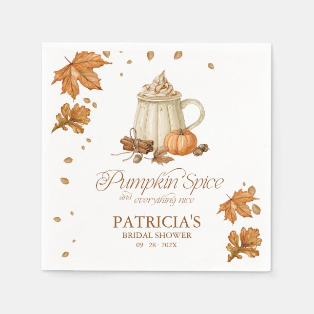 Pumpa Krydda & Allt Gott Höst Bröllopsdusch Pappersservett (Framsidan)