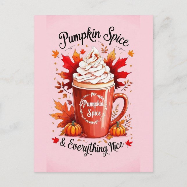 Pumpa Krydda & Allt Gott Höst Latte Hösten  Vykort (Framsida)