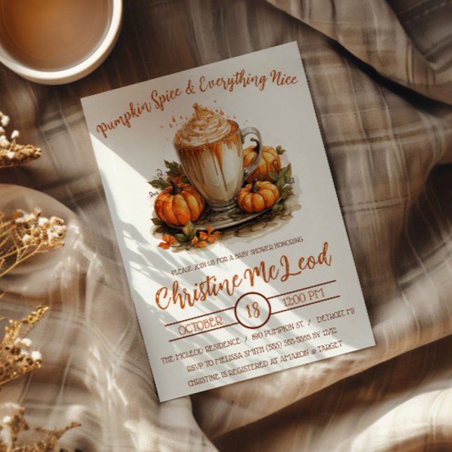 Pumpa Krydda & Allt Gott, Latte Baby Shower Inbjudningar (Skapare uppladdad)