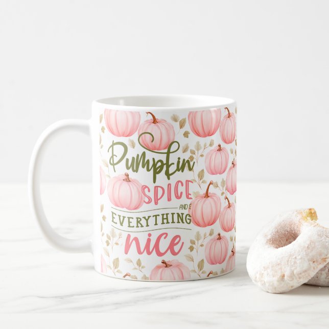 Pumpa Krydda Allt Gott Rosa Mönster Höst Kaffemugg (Med munk)