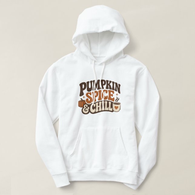 Pumpa Krydda & Chill Mysig Höst Koffeedesign Hoodie (Design framsida)