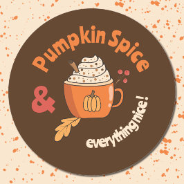 Pumpa Krydda Doodle Orange Mugg Brun Klistermärke