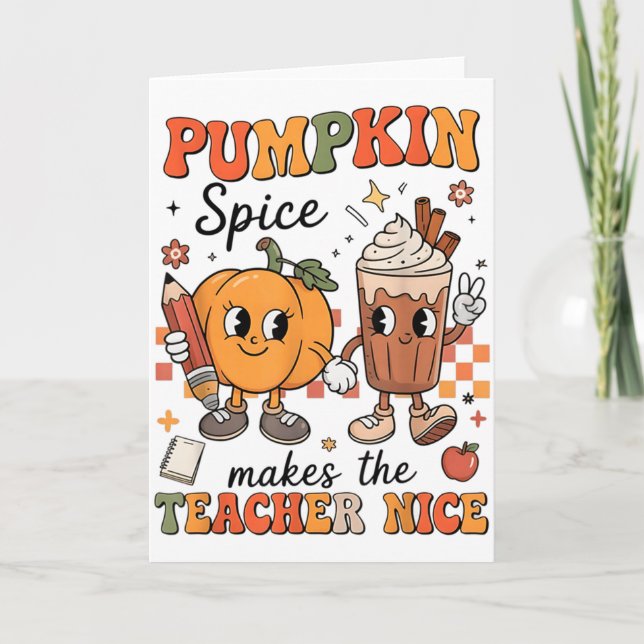 Pumpa Krydda Gör Lärare Trevlig Höst Tacksgiving Kort (Framsida)