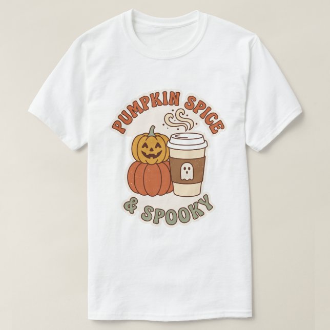 Pumpa Krydda & Kusligt Söt Halloween Kaffe Design T Shirt (Design framsida)