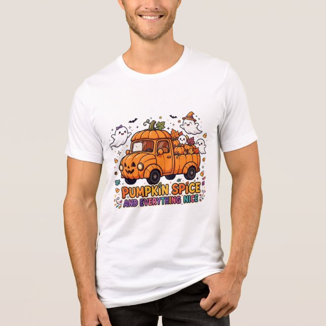 Pumpa Krydda Och Allt Gott Höst Lastbil T-Shirt (Framsida)