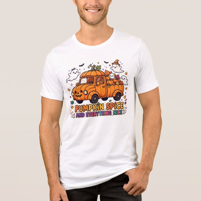 Pumpa Krydda Och Allt Gott Höst Lastbil T-Shirt (Framsida)