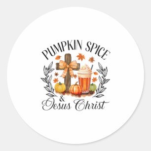 Pumpa Krydda Och Jesus Kristus Kors Pumpa Chris Runt Klistermärke